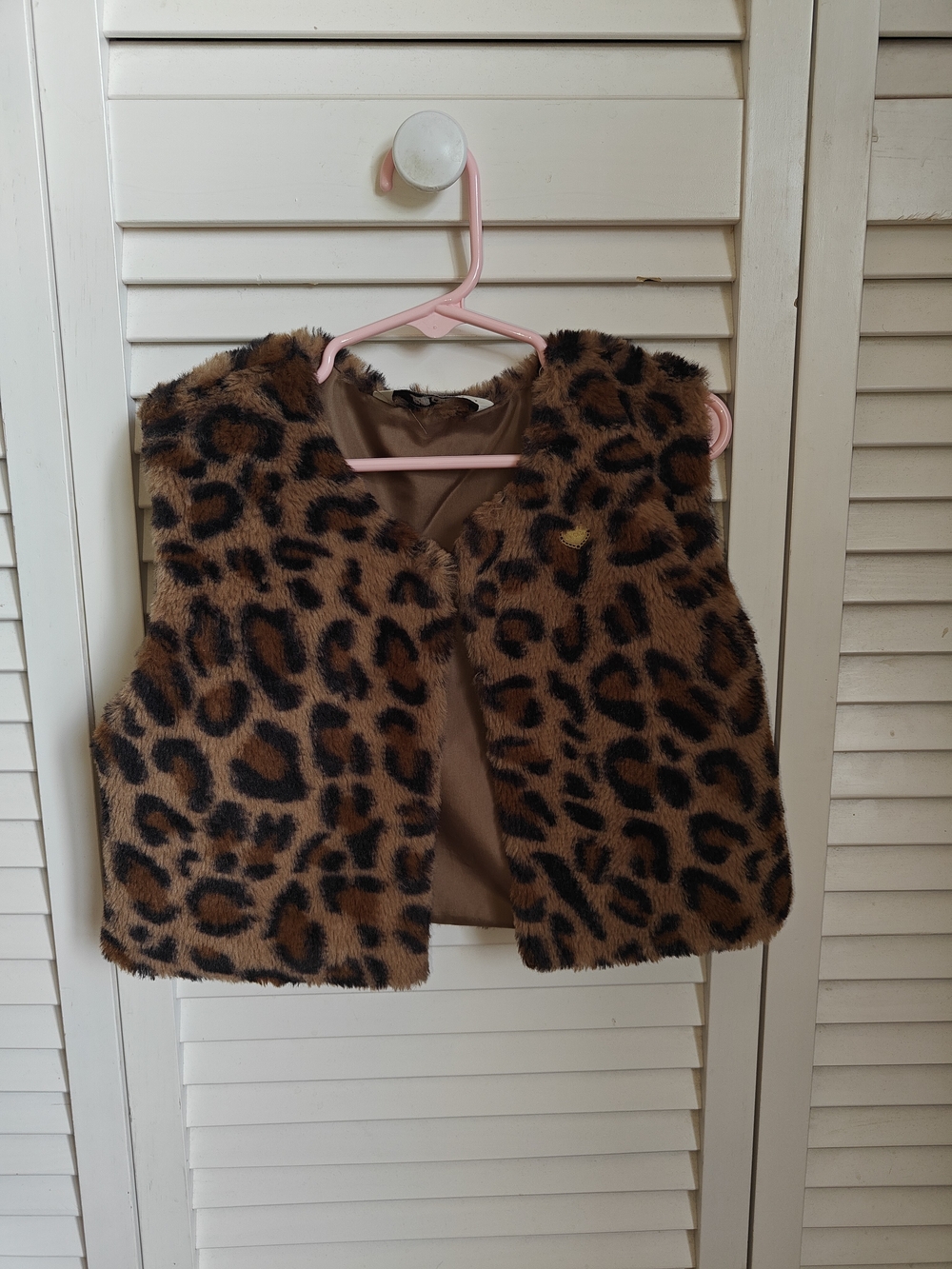 Le Chic Faux Fur Animal Print Leopard Vest Size 7